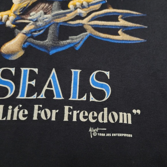 Vintage 80s US Navy Seals USN My Life For Freedom Distressed T-Shirt XL Mens - Picture 3 of 7
